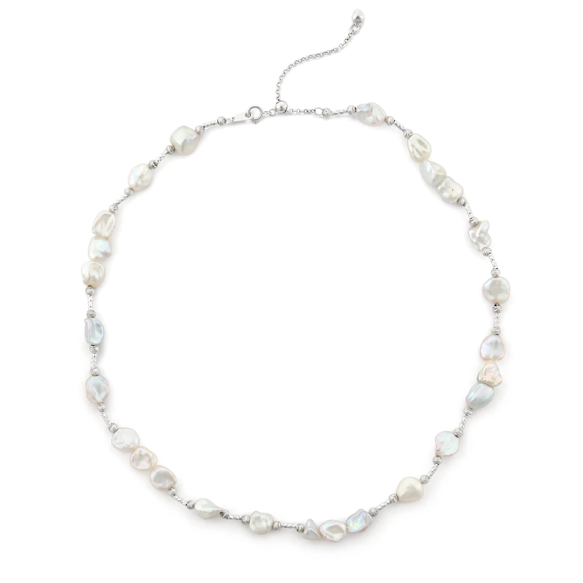 Sterling silver mini baroque pearl thin necklace for stack wedding style