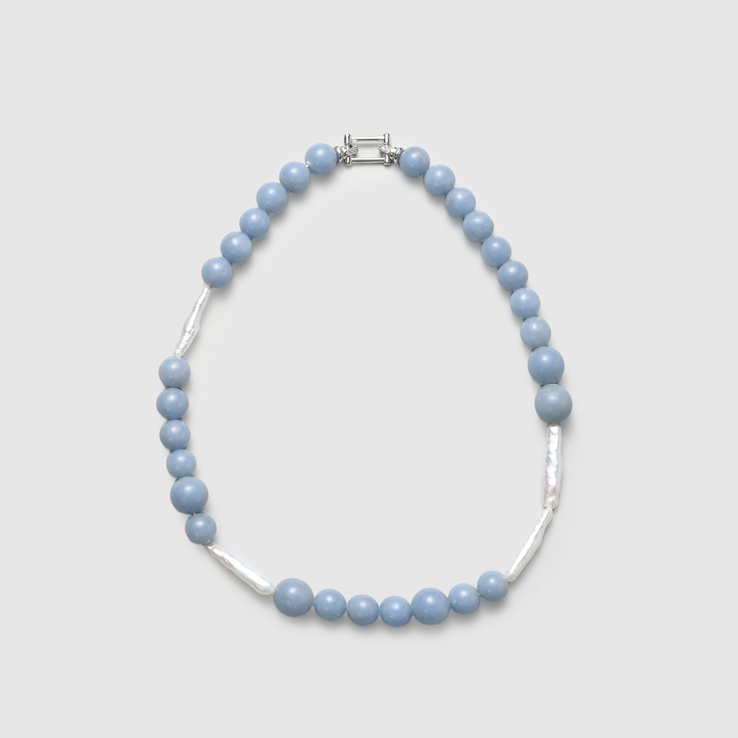 Stick baroque pearl with Peruvian lapis lazuli necklace