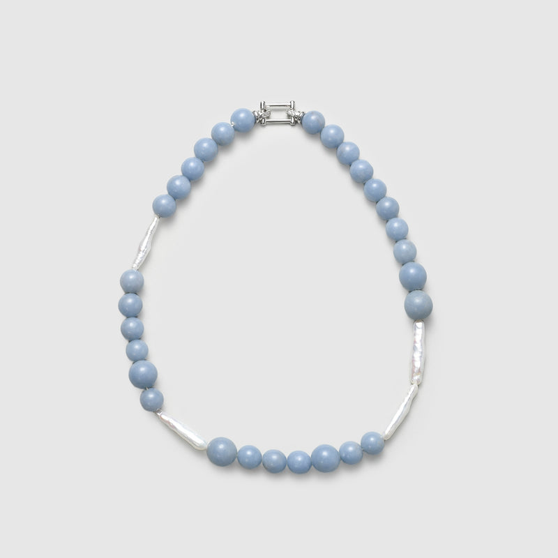 Stick baroque pearl with Peruvian lapis lazuli necklace main image