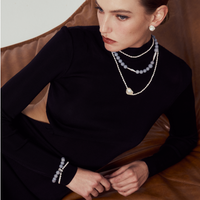 Stick baroque pearl with Peruvian lapis lazuli necklace thumbnail 3