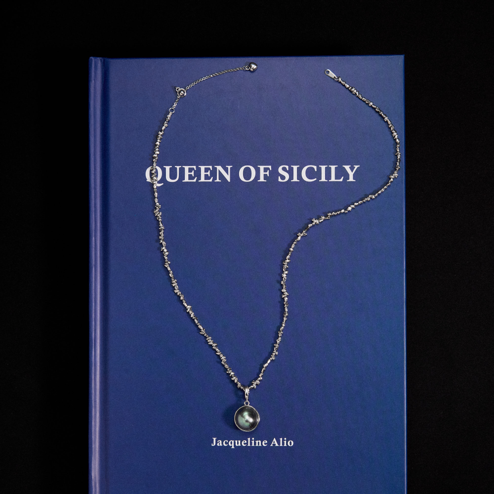 Shadow Orbit Pearl Pendant Necklace