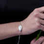 Sasai White Drop Baroque Pearl Silver Chain Bracelet model view 1