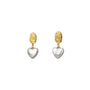 Textured gold heart shaped baroque pearl dangle earrings for women 