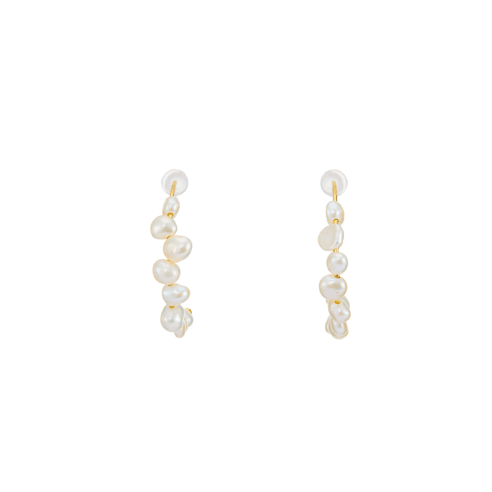 Tide-Drift natural baroque pearl hoop earrings
