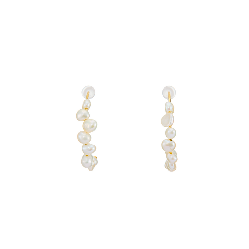 Tide-Drift Baroque Pearl Hoop Earrings