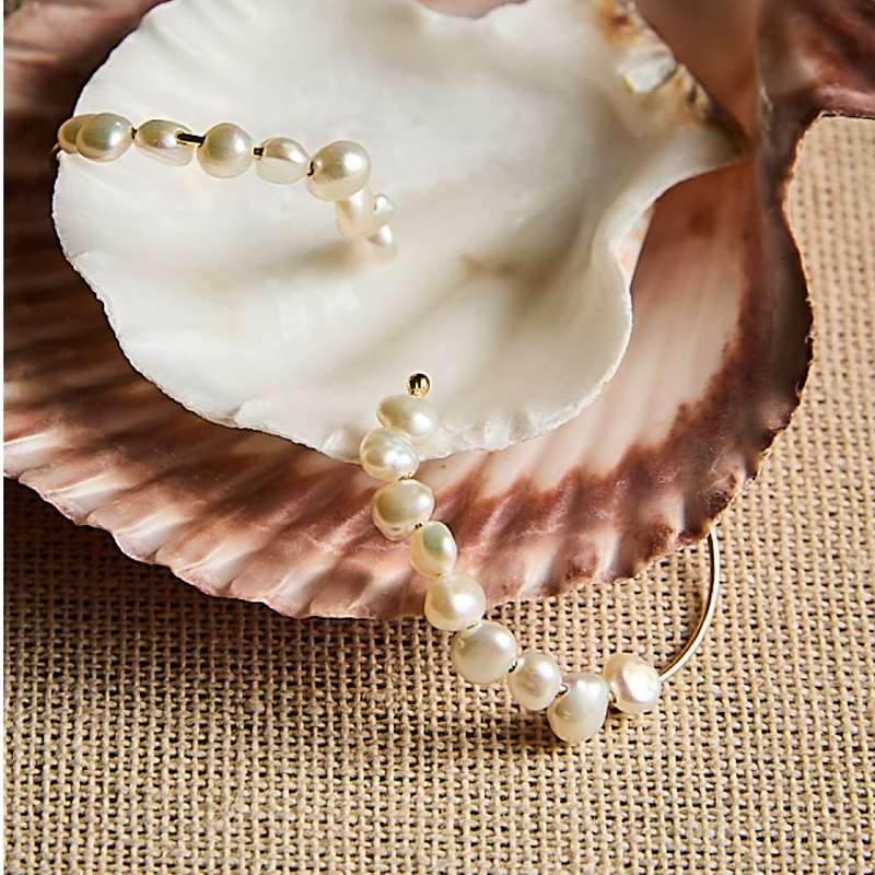 Tide-Drift Baroque Pearl Hoop Earrings