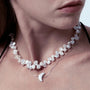 Luna White Keshi Baroque Pearl Silver Necklace model view 1