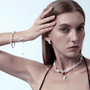 Dual version silver and gold plated Keshi pearl choker display