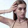Luna | White Keshi  Baroque Pearl Silver Necklace model view