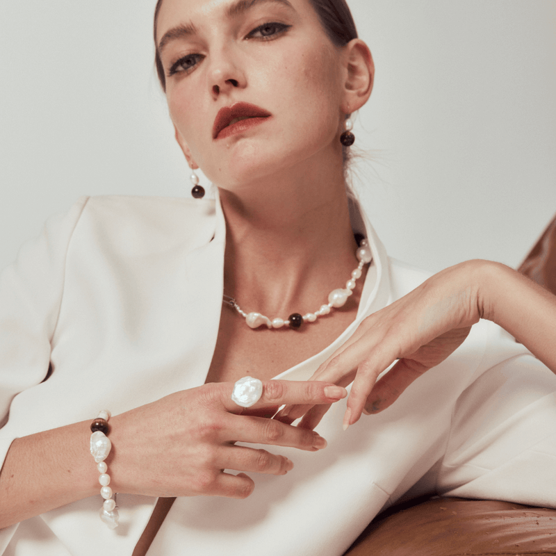 Tiger’s Eye & Baroque Pearl Earrings image 3