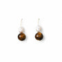 Tigo White Oval Baroque Pearl 18k Gold Tiger Eye Drop Earrings
