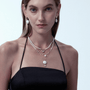  Graduation & bridal styled silver grey pearl drop necklace