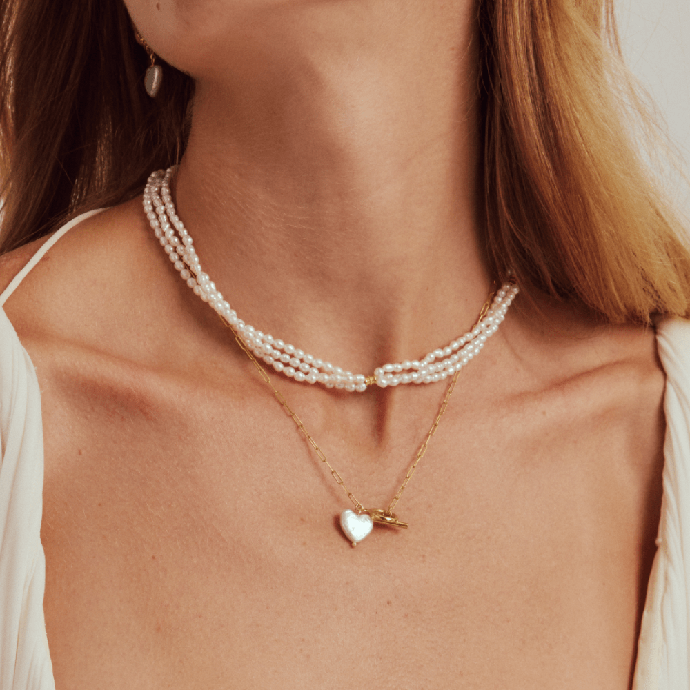 Pulse |  Pink Oval Baroque Pearl Triple Strand Necklace