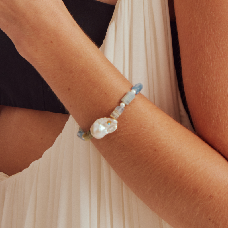 Turquoise Accent Baroque Pearl Bracelet image 2