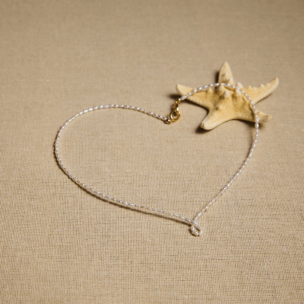 Twist-Knot-Mini-Pearl-Necklace-Model-View-1