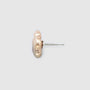 Unique natural baroque pearl studs with silver base closeup 