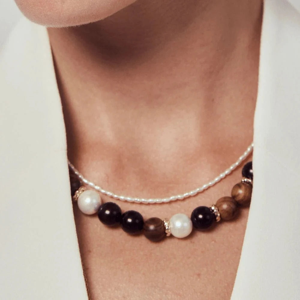 Grove pearl bead necklace model view 1