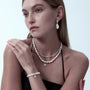 Jade | White Keshi Baroque Pearl 18k Gold Silver Necklace model view