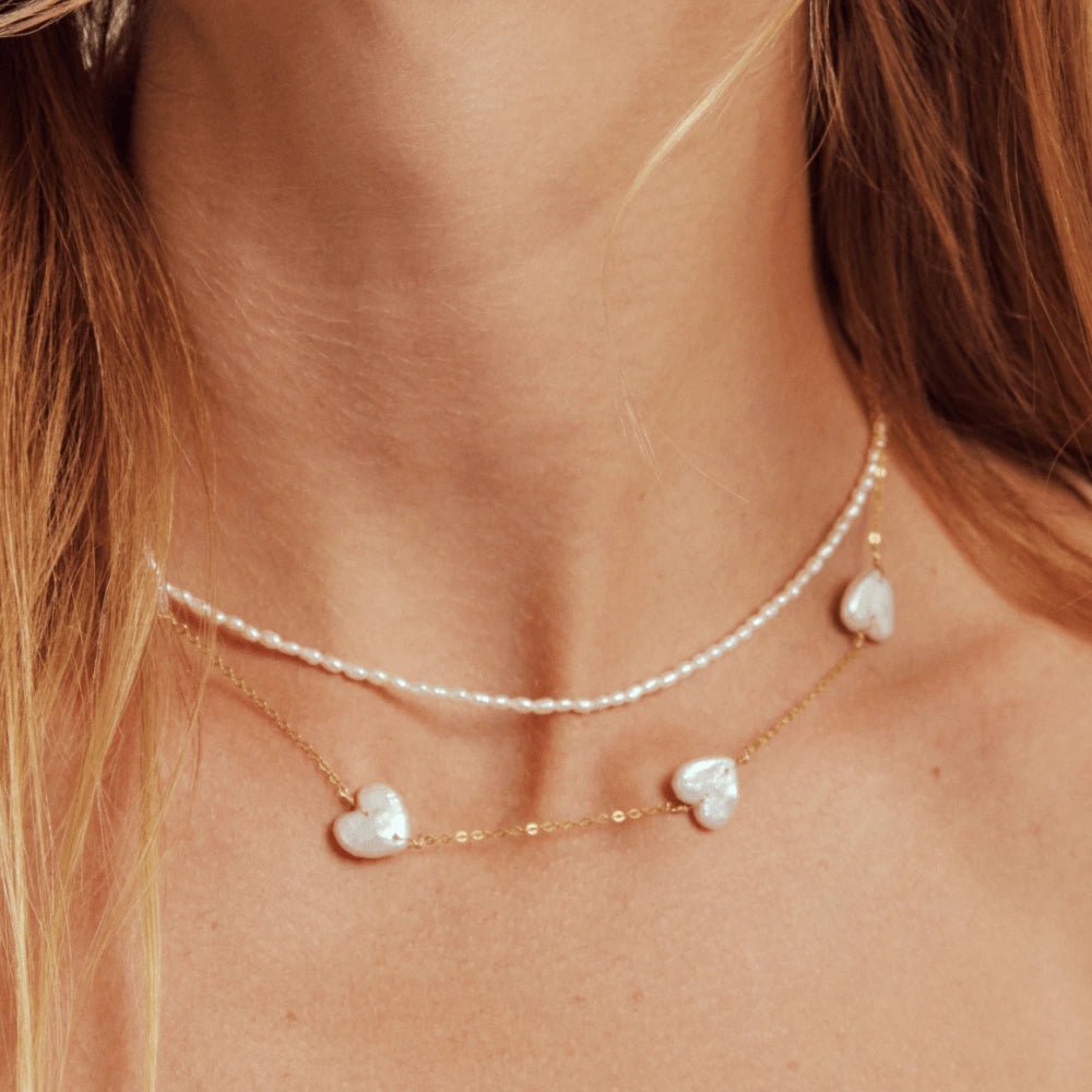 Heri | White Heart Baroque Pearl 18k Gold Chain Necklace