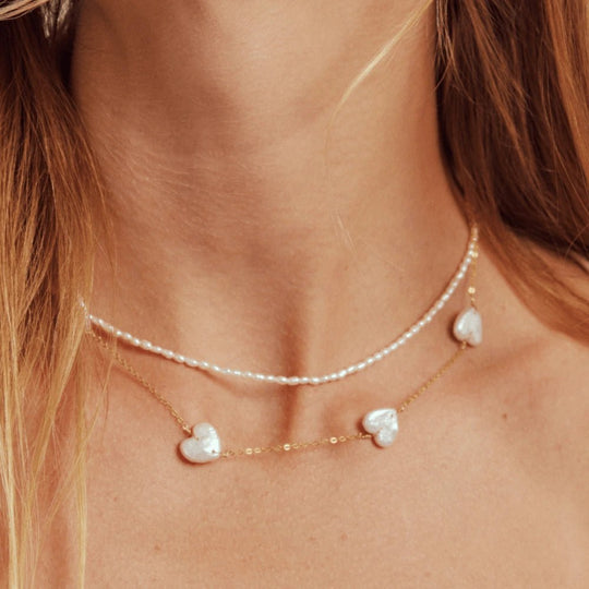 Heri | White Heart Baroque Pearl 18k Gold Chain Necklace