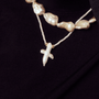 Baroque Cross Pearl With String Of Beads Pearls Pendant on model