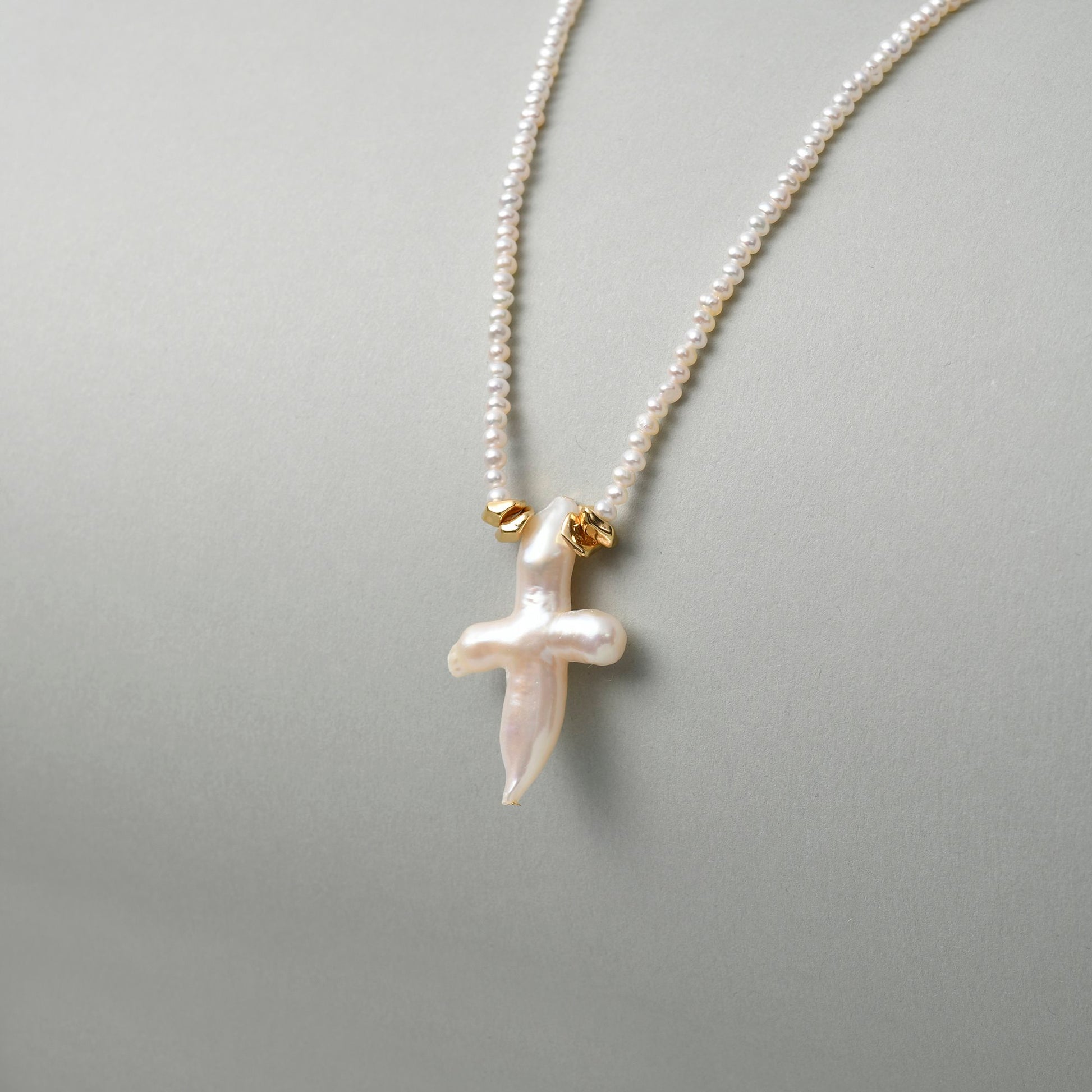 Baroque Cross Pearl With String Of Beads Pearls Pendant