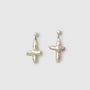 White Cross Baroque Pearl Silver Earrings close up