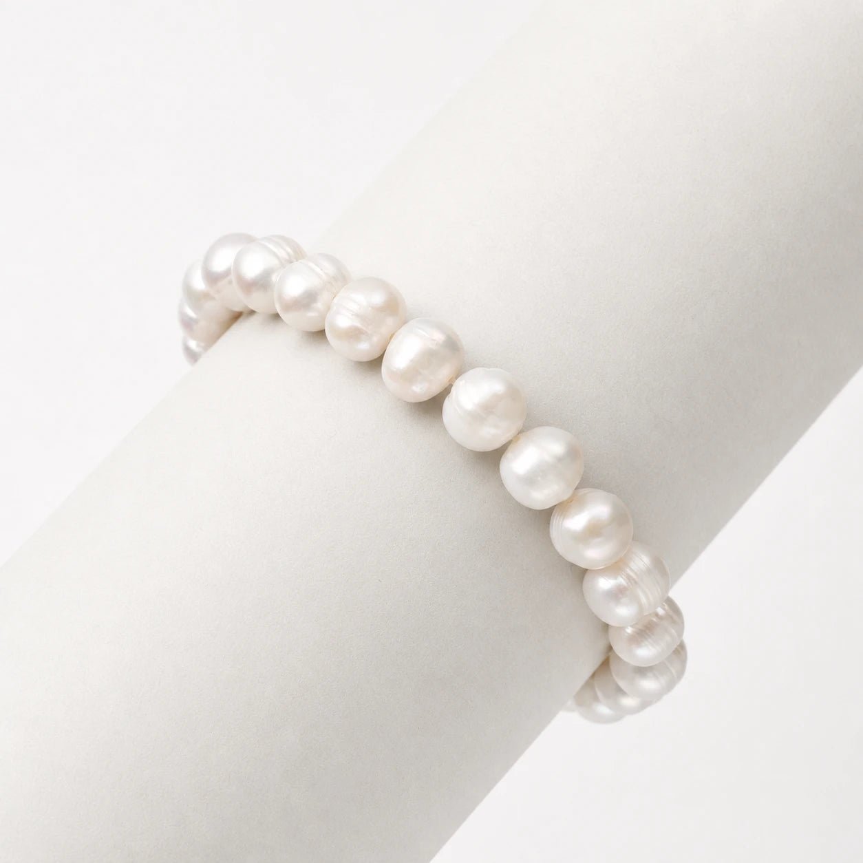Bridget | White Circle Ridged Baroque Pearl 18k Gold Bracelet