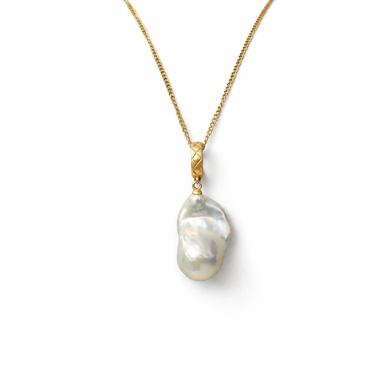 Dido | White Baroque Pearl 18k Gold Loop Pendant