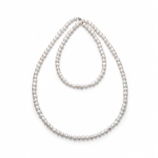 Olea | White Oval Baroque Pearl Silver Necklace