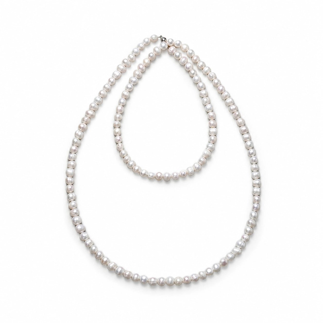 Olea | White Oval Baroque Pearl Silver Necklace