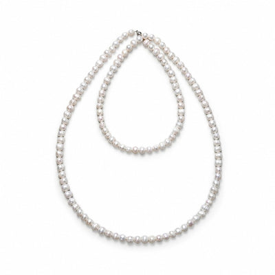 Olea | White Oval Baroque Pearl Silver Necklace