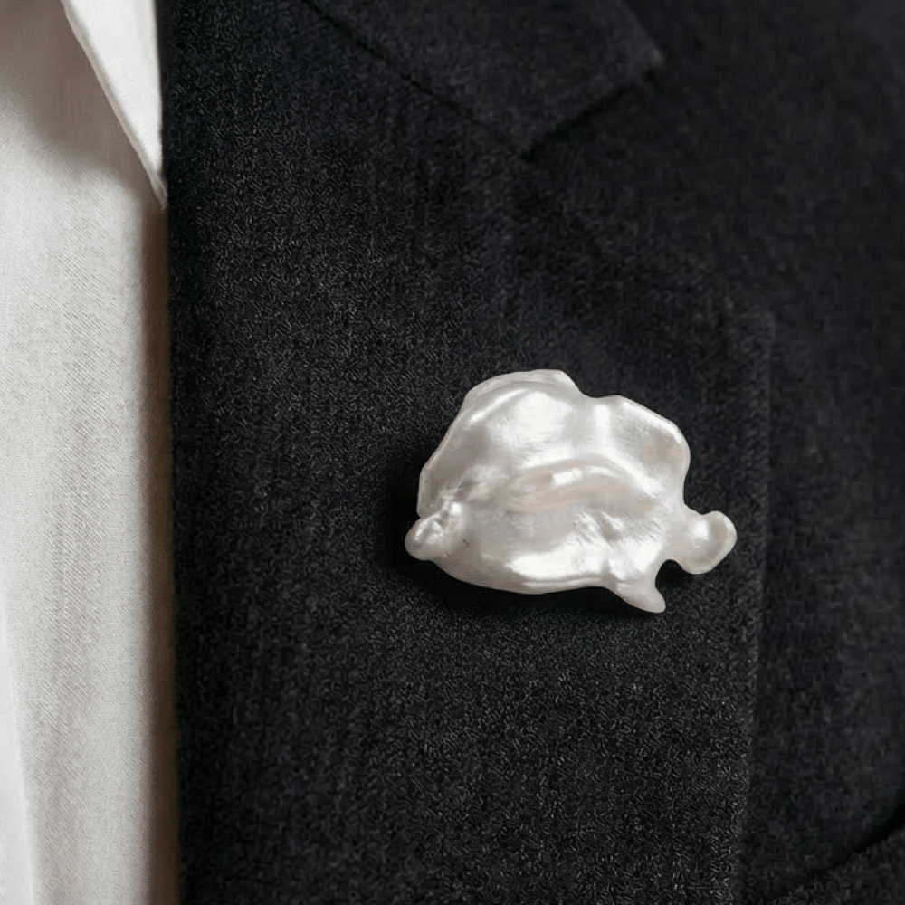 baroque pearl brooch goes well with suits or coats