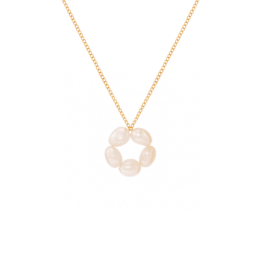 baroque pearl flower gold necklace