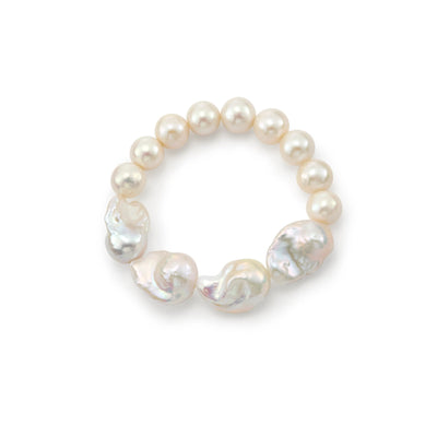 Dewdrop Dancer - Whimsical Baroque Pearl Silver Bracelet -AAAA quality