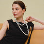 big high quality baroque pearl necklace white on model
