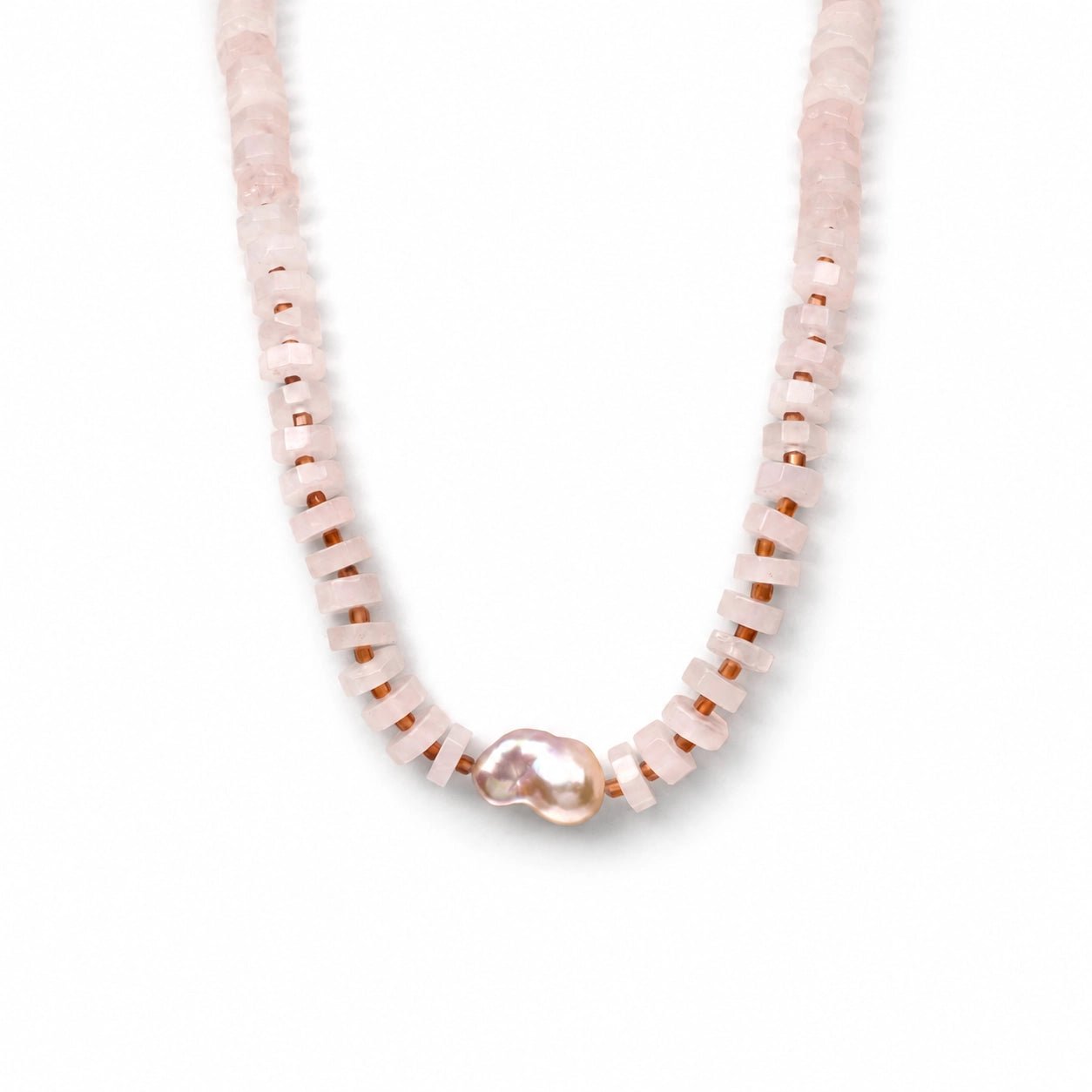 Saku | Pink Baroque Pearl 18k Gold Quartz Necklace