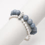 Midnight Frost - Peruvian Blue Stone & Pearl Bracelet -Freshwater pearl Baroque Hour