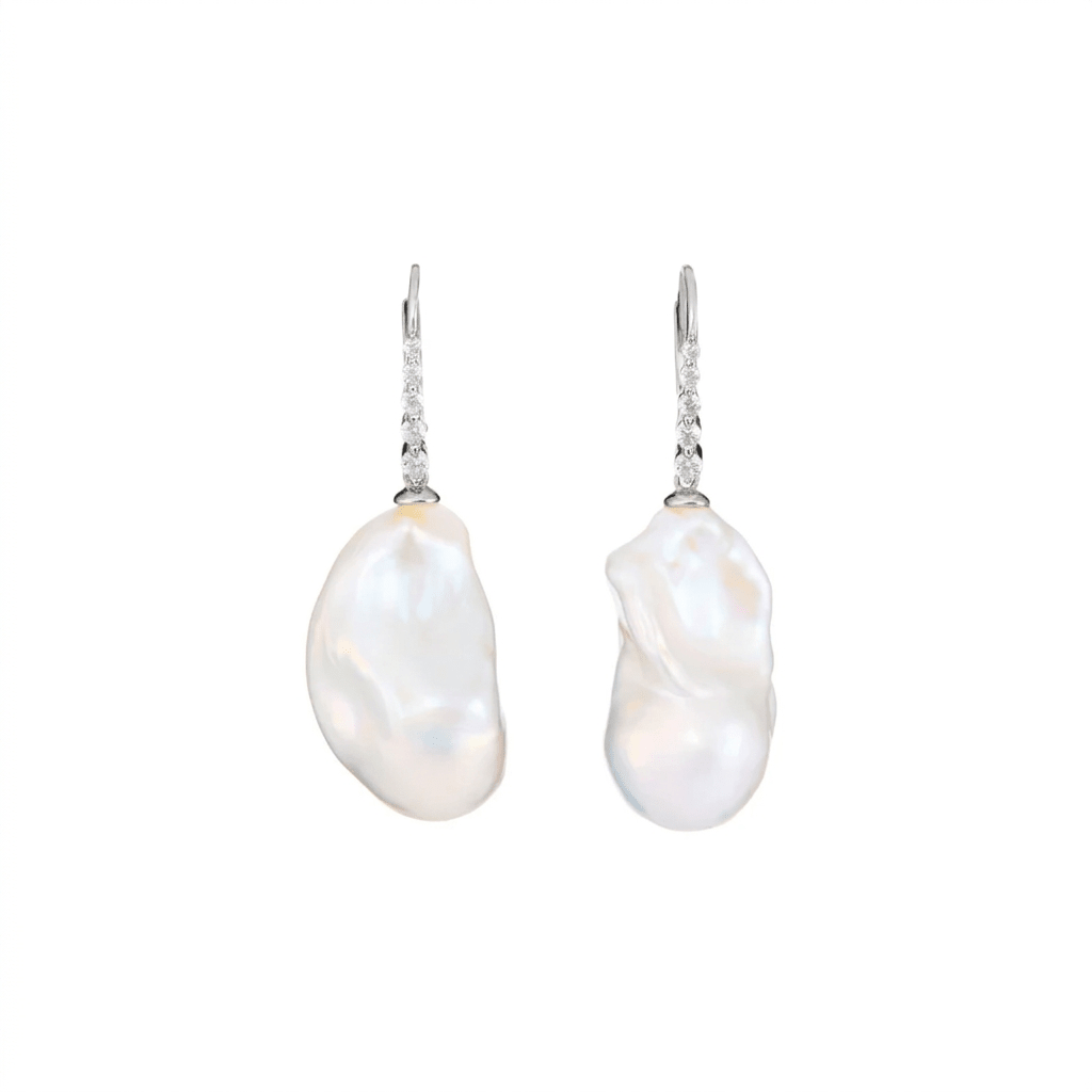 Aurora | White Baroque Pearl Silver & 18k Gold Earrings