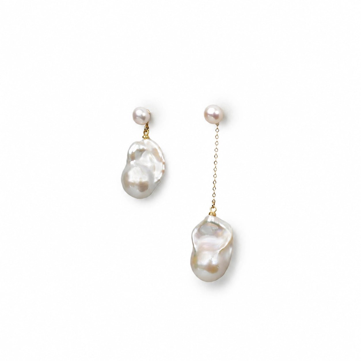 Luisy | White Baroque Pearl 18k Gold Drop Earrings