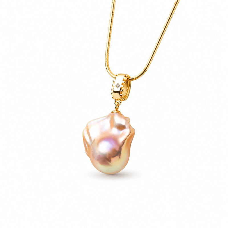 Aurora | Golden Baroque Pearl 18k Gold Pendant image 3