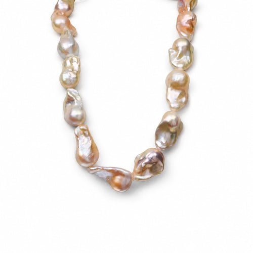 Elysian | Golden Baroque Pearl 18k Gold Silver Necklace