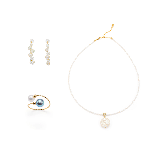 Elsie White Baroque Pearl Mixed Jewelry Set