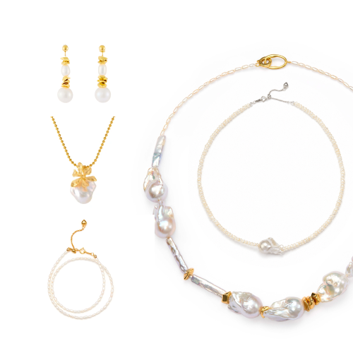 Grace White Baroque Pearl Mixed Jewelry Set