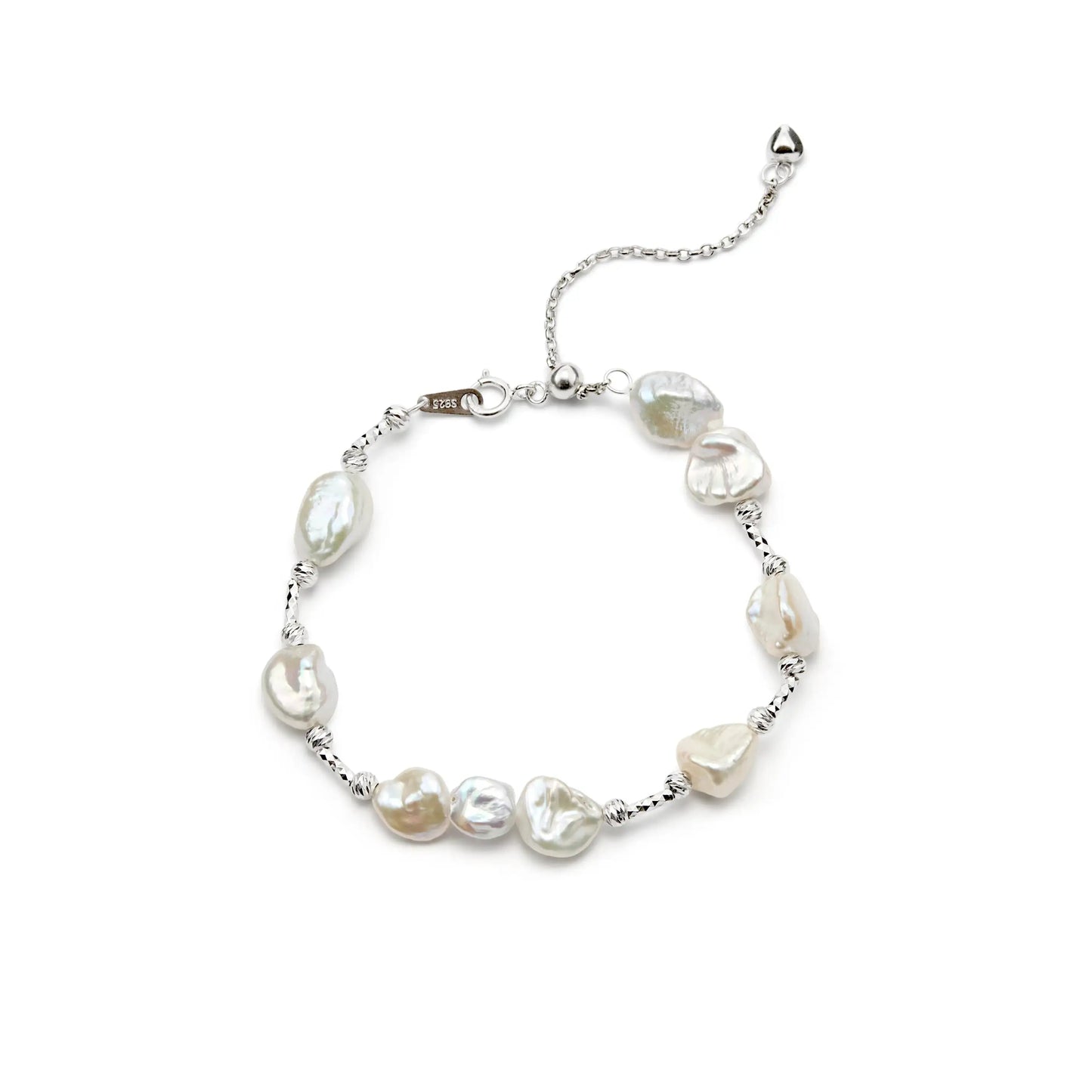subtle sterling silver mini baroque pearl thin bracelet everyday jewelry
