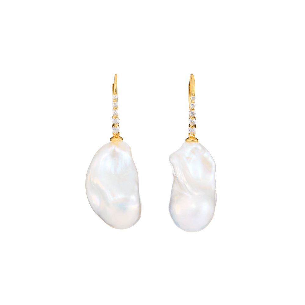 freshwater pearl dangle hook earrings gold drop hoop
