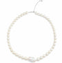 white round pearl and big baroque pearl centerpiece necklace detail look